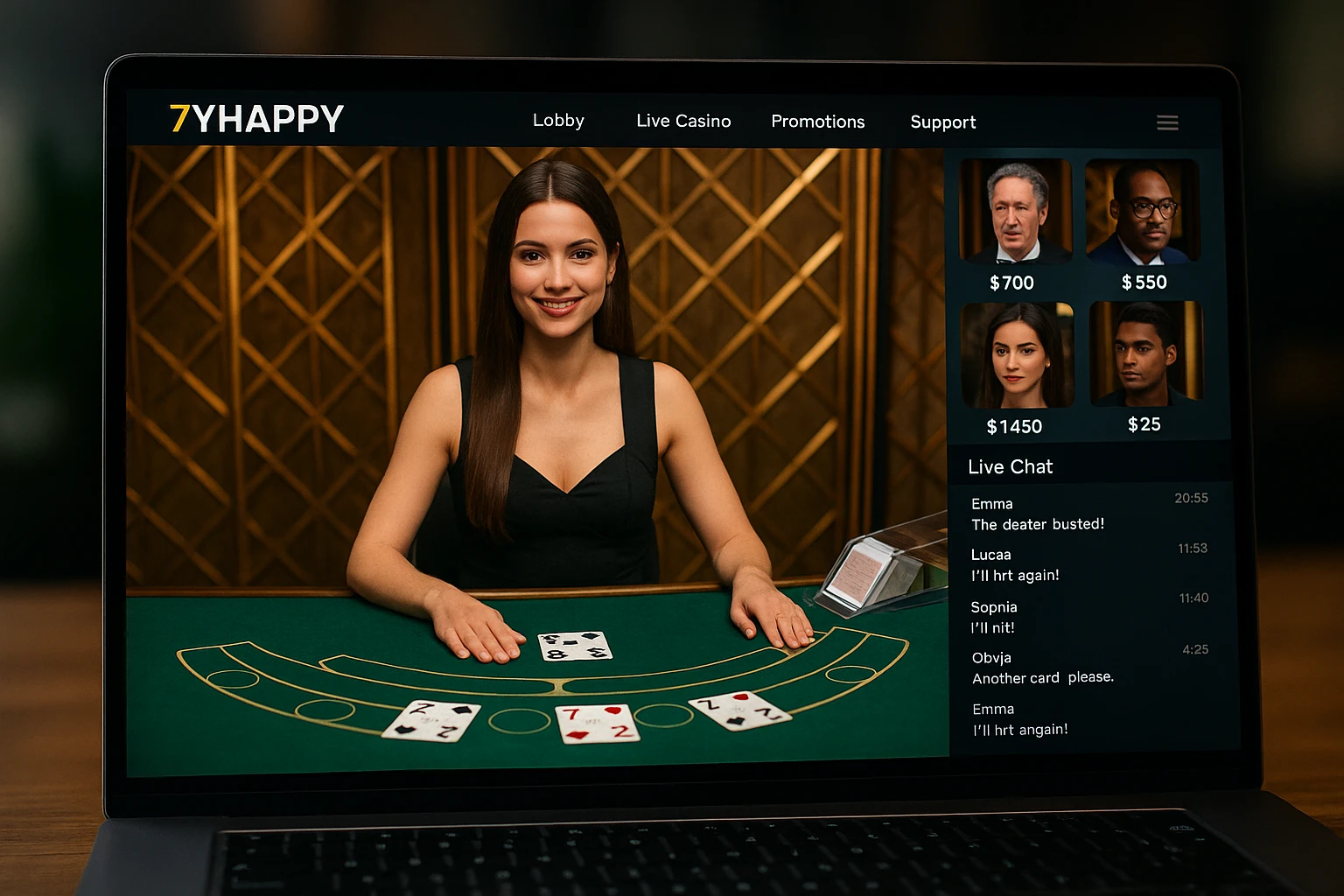 O 7YHAPPY Live Casino lança promoções regularmente